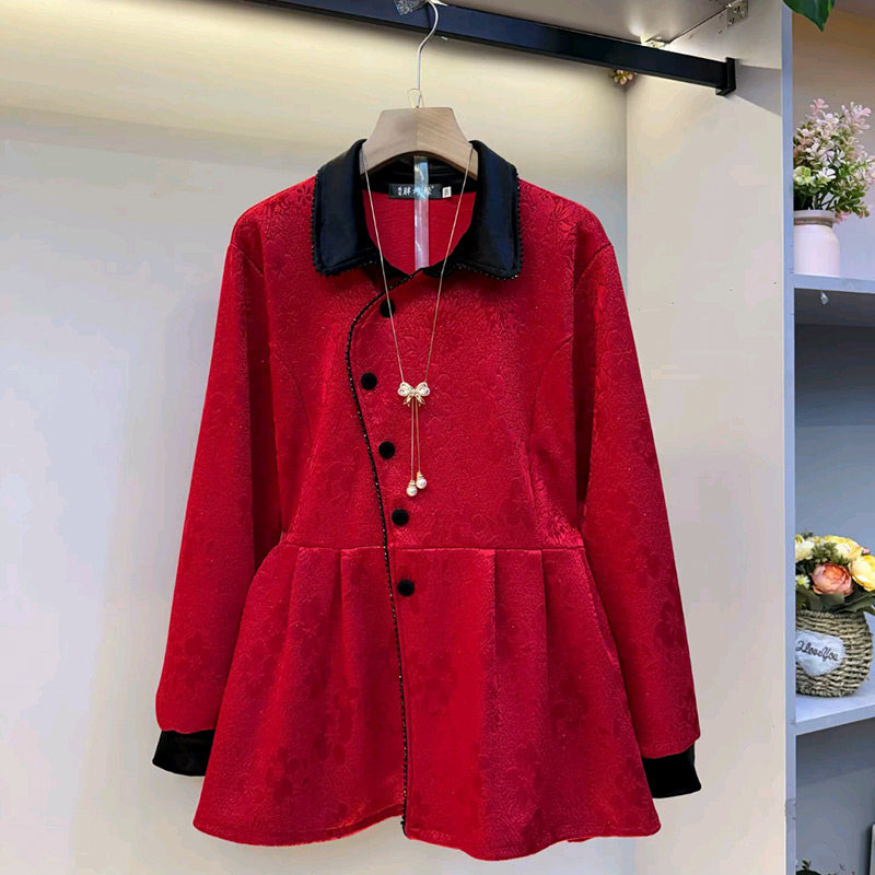 新款胖mm欧货气质翻领设计感斜襟钉珠边衬衫大码女装百搭显瘦上衣,女装/女士精品,大码内搭,淘宝优惠券,粉丝福利购,淘宝优惠卷