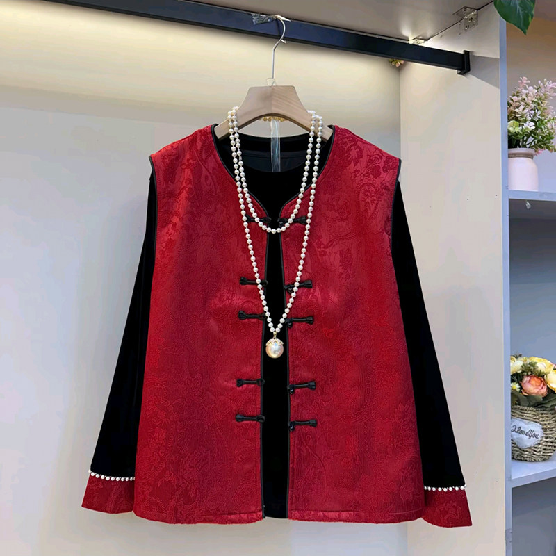 胖mm2026春季新款大码女装欧货新中式马甲搭配丝绒内搭国风两件套,女装/女士精品,大码套装,淘宝优惠券,粉丝福利购,淘宝优惠卷