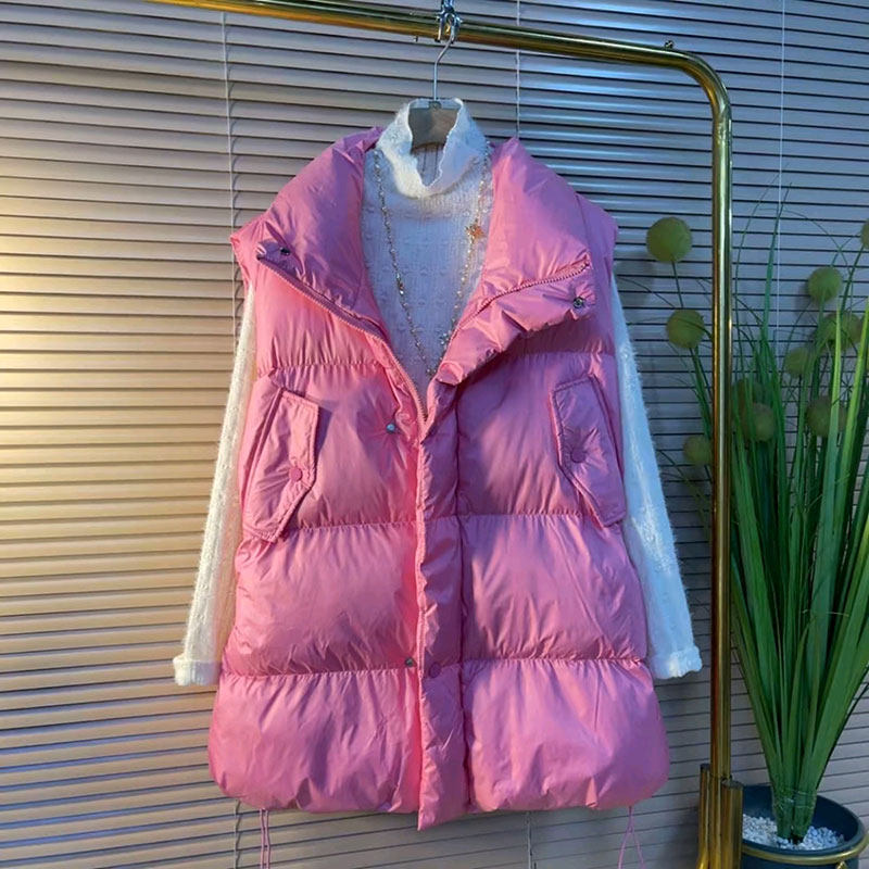 通勤马夹休闲风大码女装秋冬新款时尚抽绳遮肉显瘦百搭款棉服马甲