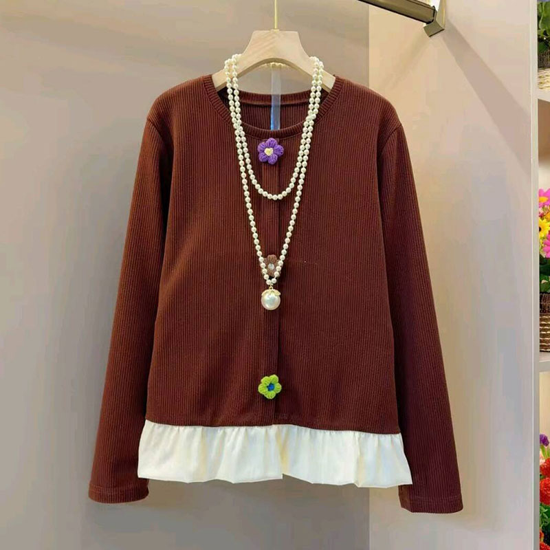 新款时尚洋气百搭拼接上衣小衫