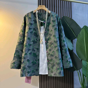 提花开衫 民族风秋季 女装 宽松休闲外套减龄复古大码 国风上衣潮 新款