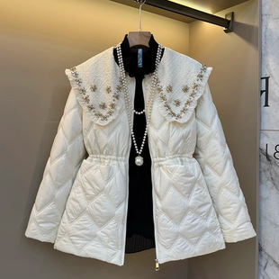 女装 胖妹妹大码 轻奢亮钻娃娃领洋气收腰宽松棉服外套2025新款 时尚