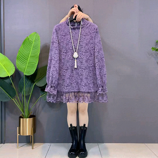 女装 大码 胖mm气质百搭上衣女 欧货洋气花边镂空蕾丝女人衫 2025爆款