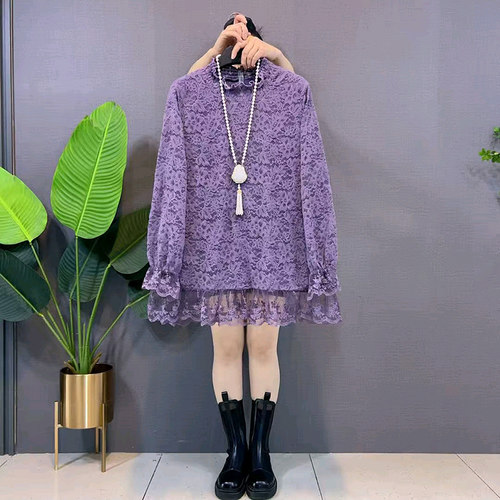 爆款欧货洋气花边镂空蕾丝女人衫