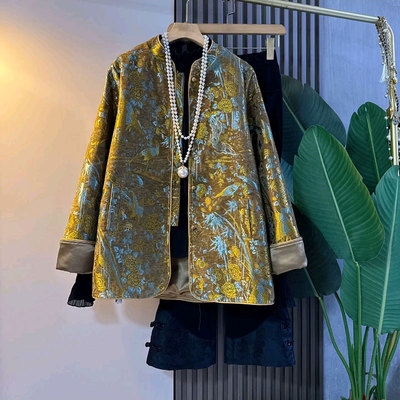 秋冬季大码女装复古国风外套裤子