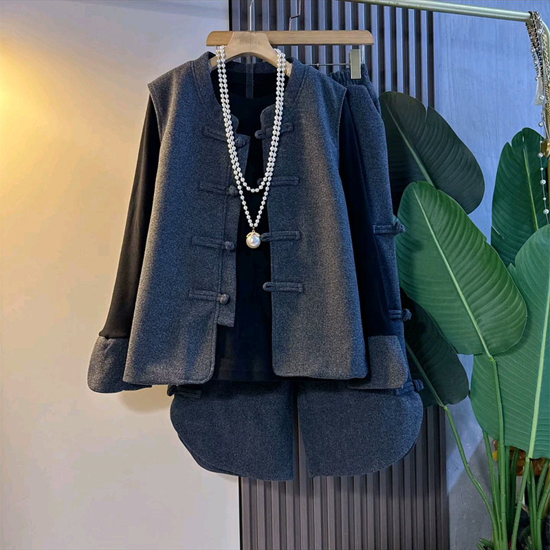 国风盘扣马甲裤子内搭套装