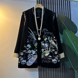 女装 复古新中式 春季 时尚 国风丝绒刺绣马甲打底 2026新款 胖妹妹大码