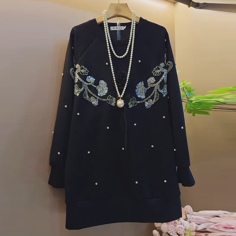 立体花朵亮钻长袖长衫