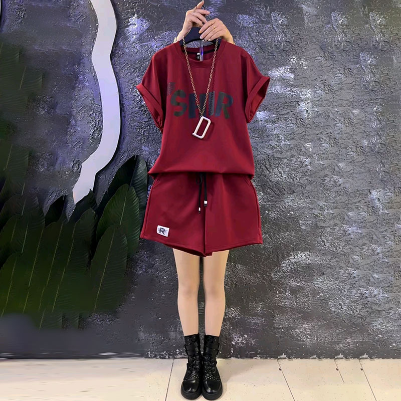 美式2025休闲半袖上衣短裤两件套