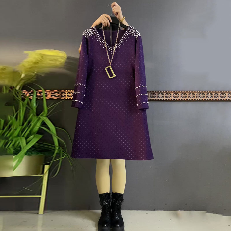 微胖显瘦遮肉重工洋气连衣裙冬季