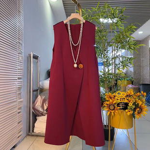 西服马夹纯色长袖 早秋新款 打底裙连衣裙潮 马甲长裙子套装 欧货长款