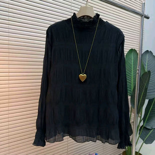 半高领加绒长袖 时尚 百搭内搭女人衫 大码 上衣潮 胖妹妹冬季 女装 新款