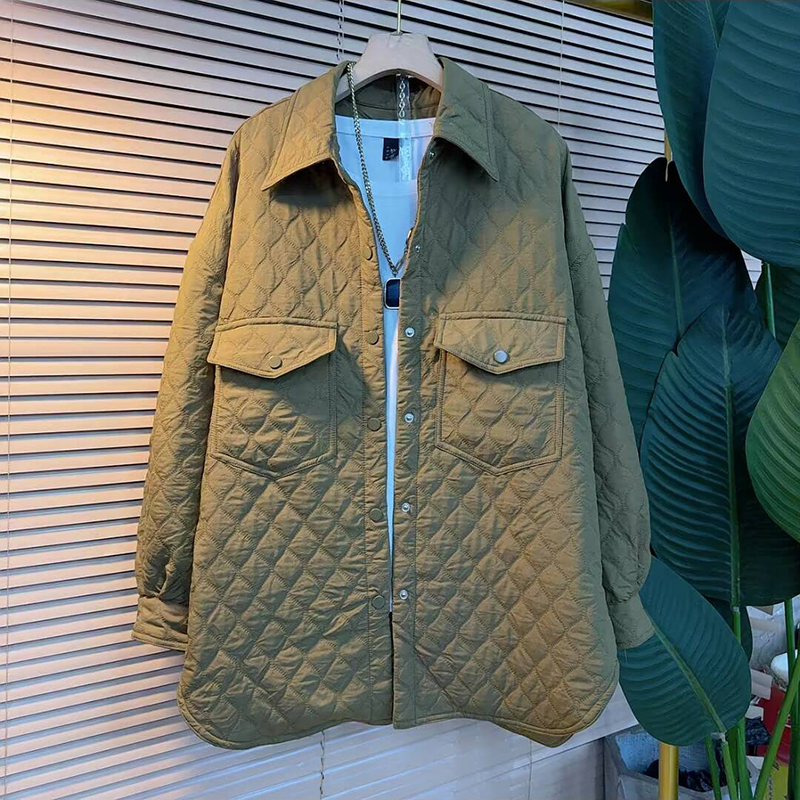 大码女装夹棉衬衫外套