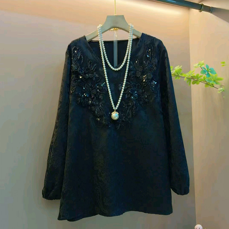 胖mm大码女装春季2026新款重工钉珠刺绣宽松遮肉显瘦时尚百搭上衣,女装/女士精品,大码内搭,淘宝优惠券,粉丝福利购,淘宝优惠卷