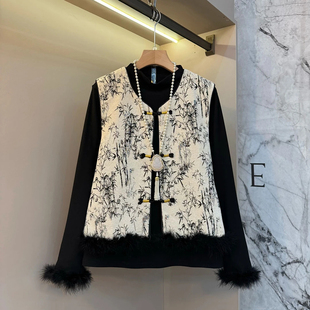 女装 大码 胖MM复古高级国风竹子设计气质别致内搭马甲 新款 2025冬季