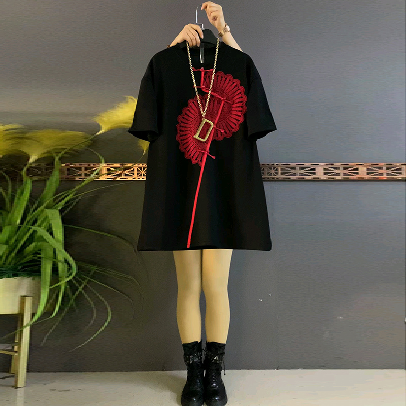 秋冬大码女装复古盘扣不规则T恤