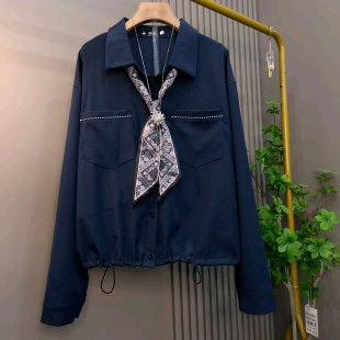 新款 女装 欧货时尚 大码 胖mm宽松上衣 简约飘带抽绳洋气衬衫 2026春季