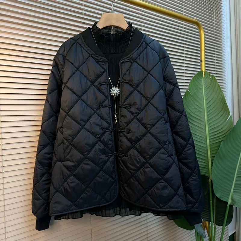 欧货时尚新中式盘扣夹棉薄棉外套