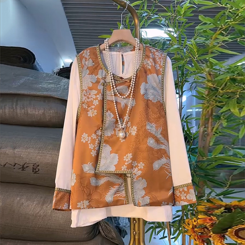 新中式国风盘扣马甲搭小衫两件套