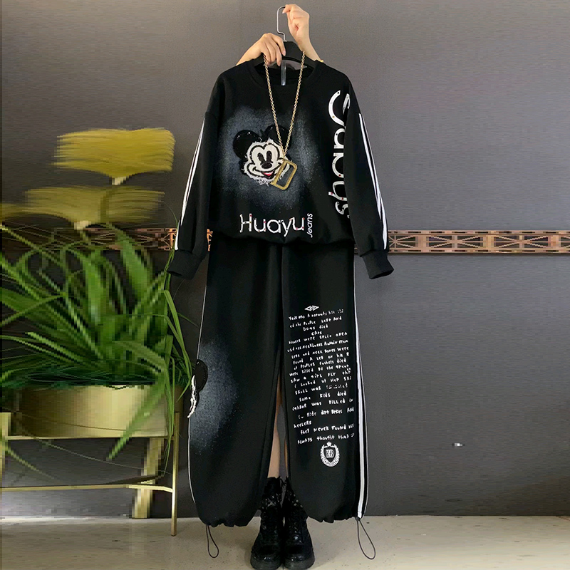 秋季大码女装米奇卫衣字母裤子