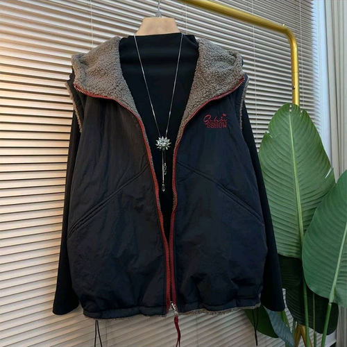 时尚百搭连帽两面穿马甲