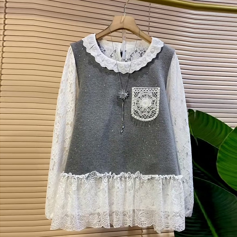 大码女装钉珠砍袖马甲打底衫