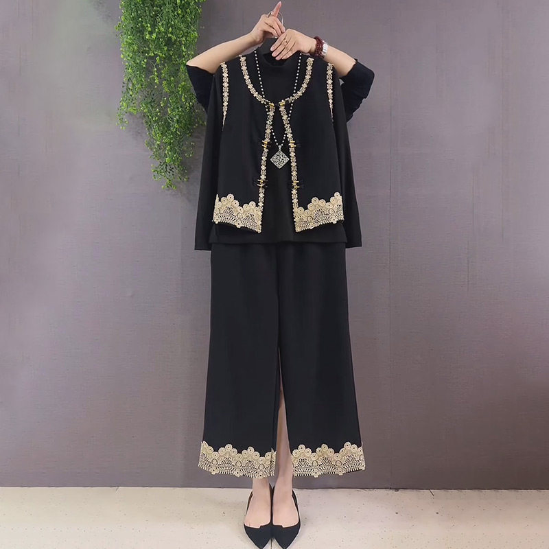 时尚名媛风蕾丝花边马甲裤子打底衫气质套装新款胖妹妹大码女装潮,女装/女士精品,大码套装,淘宝优惠券,粉丝福利购,淘宝优惠卷