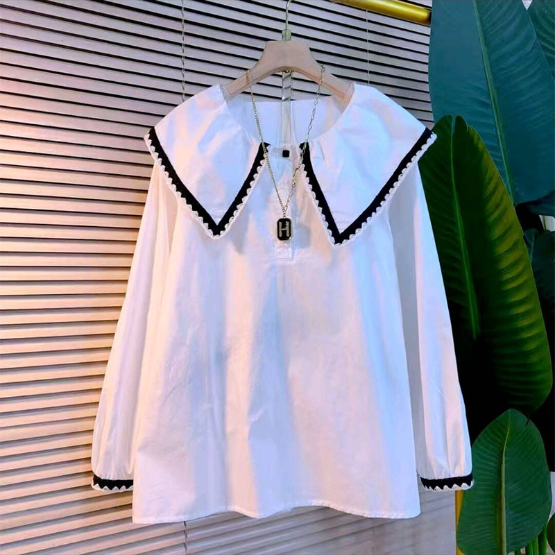 女装冬季新款娃娃领拼色上衣