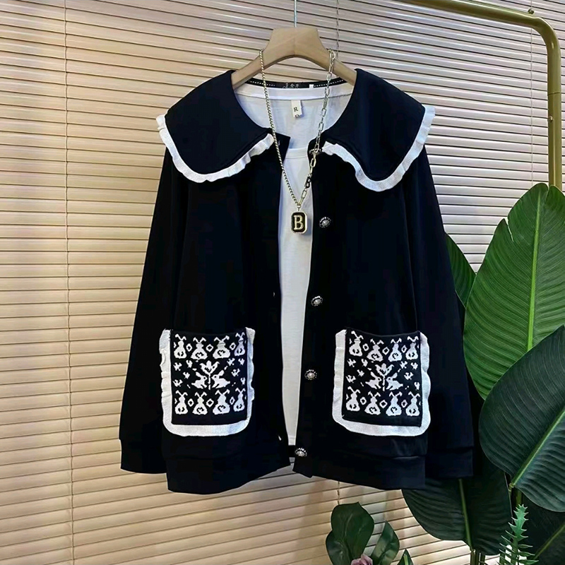 早秋欧洲站时尚娃娃领双兜外套新