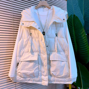 女装 2025冬季 棉马甲遮肉大码 轻薄款 连帽马夹胖MM显瘦圆领打底 新款