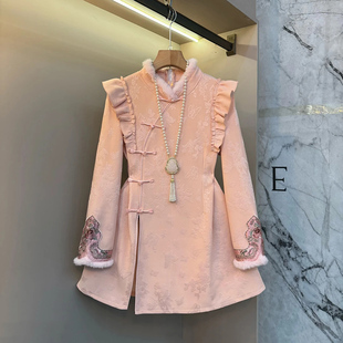 女装 2025新款 国风提花刺绣旗袍上衣胖mm洋气显瘦大码 新中式 潮 时尚