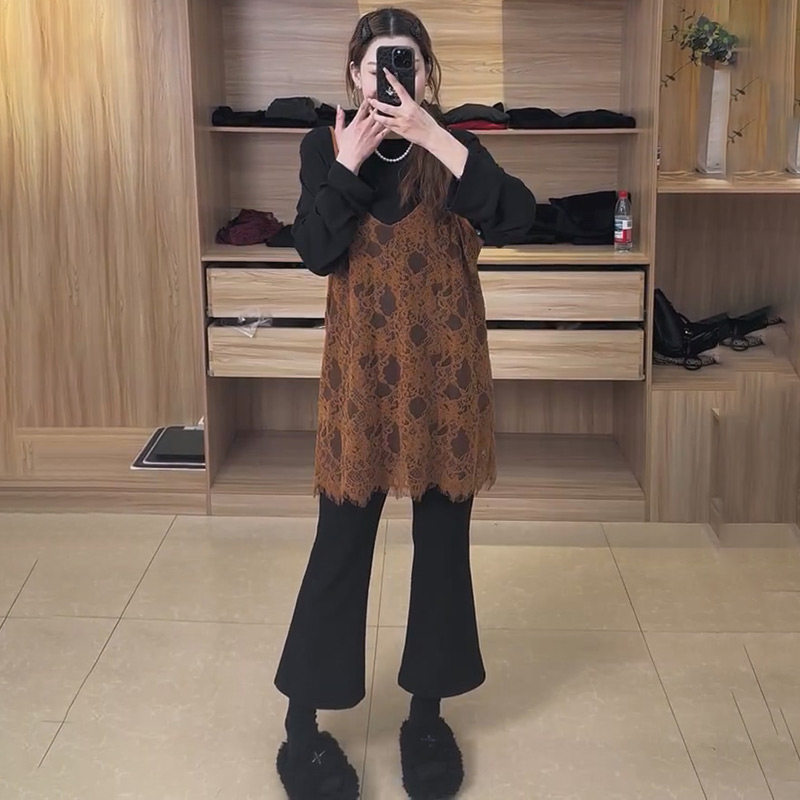 胖妹妹2026春季新款设计感蕾丝吊带上衣大码女装百搭长袖打底衫潮,女装/女士精品,大码内搭,淘宝优惠券,粉丝福利购,淘宝优惠卷