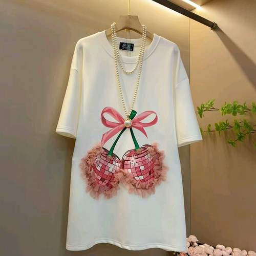 时尚樱桃印花设计感百搭显瘦上衣