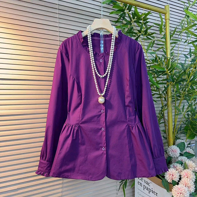 时尚简约木耳花边减龄设计感衬衫