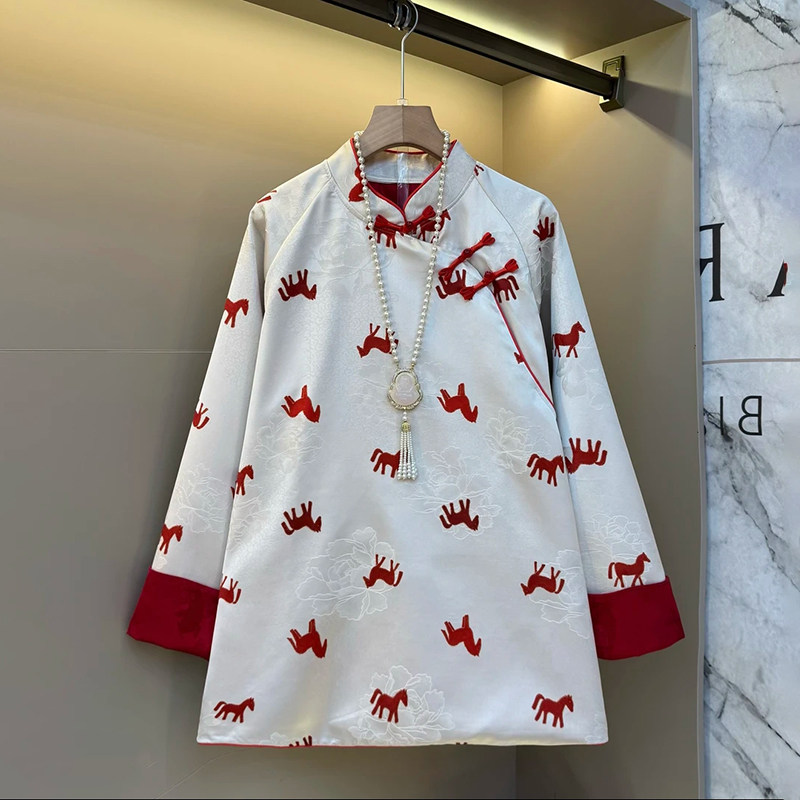 冬季新款大码女装胖妹妹小马设计洋气新中式盘扣时尚宽松气质上衣,女装/女士精品,大码内搭,淘宝优惠券,粉丝福利购,淘宝优惠卷