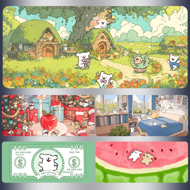 线条小狗鼠标垫超大号办公书桌垫