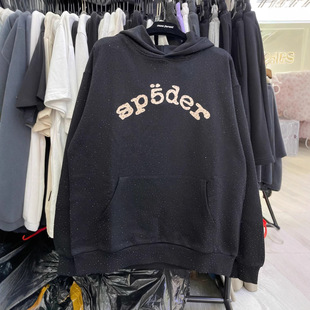 tuoko高品质跨境sp5der烫钻卫衣重磅高街情侣连帽衫 跨境卫衣