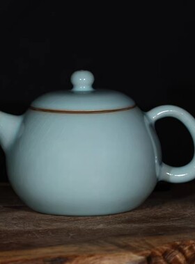 汝瓷王振芳亲工茶具茶杯 柴烧西施壶 开片可养礼盒装