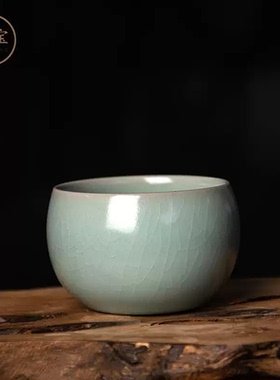 王振芳柴烧主人杯纯手工作品汝瓷茶具圆融杯茶杯汝窑礼盒装