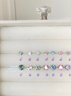 可爱独钻彩色水钻小清新秘诀各色小钻石韩国耳骨钉独特耳饰耳环