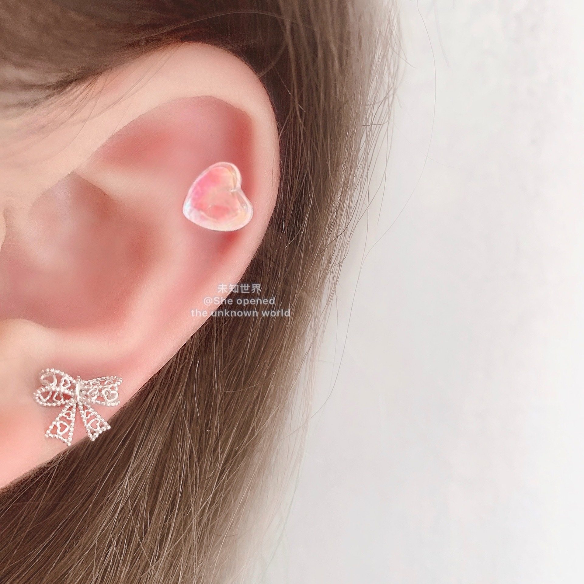 钛钢日韩爱心桃心软骨现货耳钉