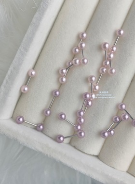 女团粉韩国钛钢粉色珍珠耳骨钉 紫色珍珠耳蜗钉0.8细针穿刺饰品新