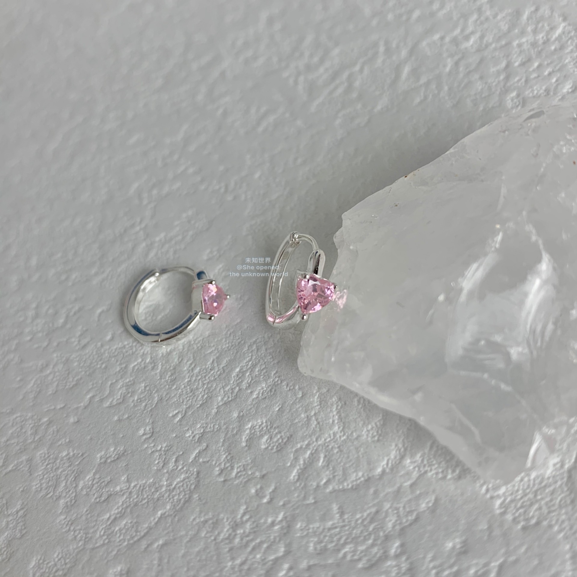 925银耳扣水钻甜酷爱心耳扣甜酷