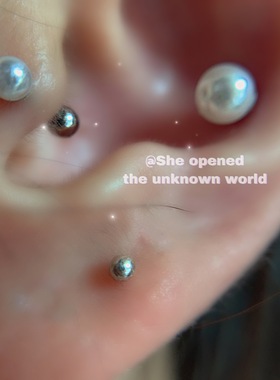 超闪亮人鱼韩国泫雅同款优雅珍珠耳蜗钉钛钢螺丝耳骨钉睡觉不用摘