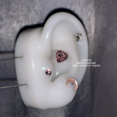 酷嗲日韩进口施家水晶紫爱桃心耳骨钉耳蜗钉超闪多切面钛钢软骨钉