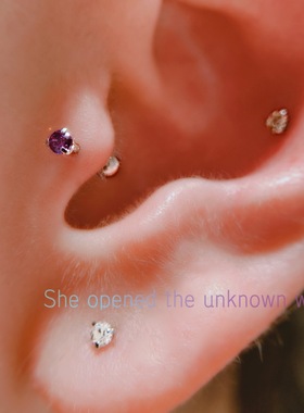 日韩超小2mm耳骨钉锆石迷你小耳骨钉耳蜗钉拧螺丝睡觉不用摘耳钉