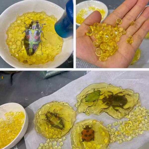 琥珀DIY手工艺品学生琥珀色美术画画黄色热熔胶颗粒折边机热熔胶