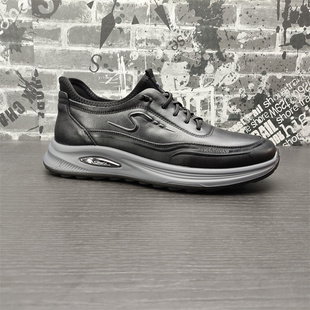 厂家处理真皮男鞋2025秋季新款休闲百搭运动鞋板鞋松紧带男单鞋潮