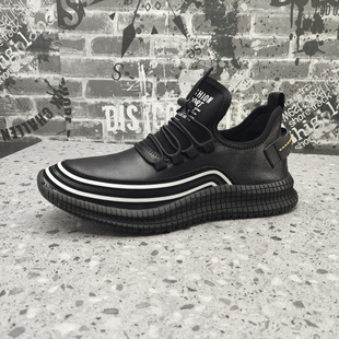 清仓断码处理真皮男鞋2025冬季新款圆头松紧带时尚百搭潮流高帮鞋