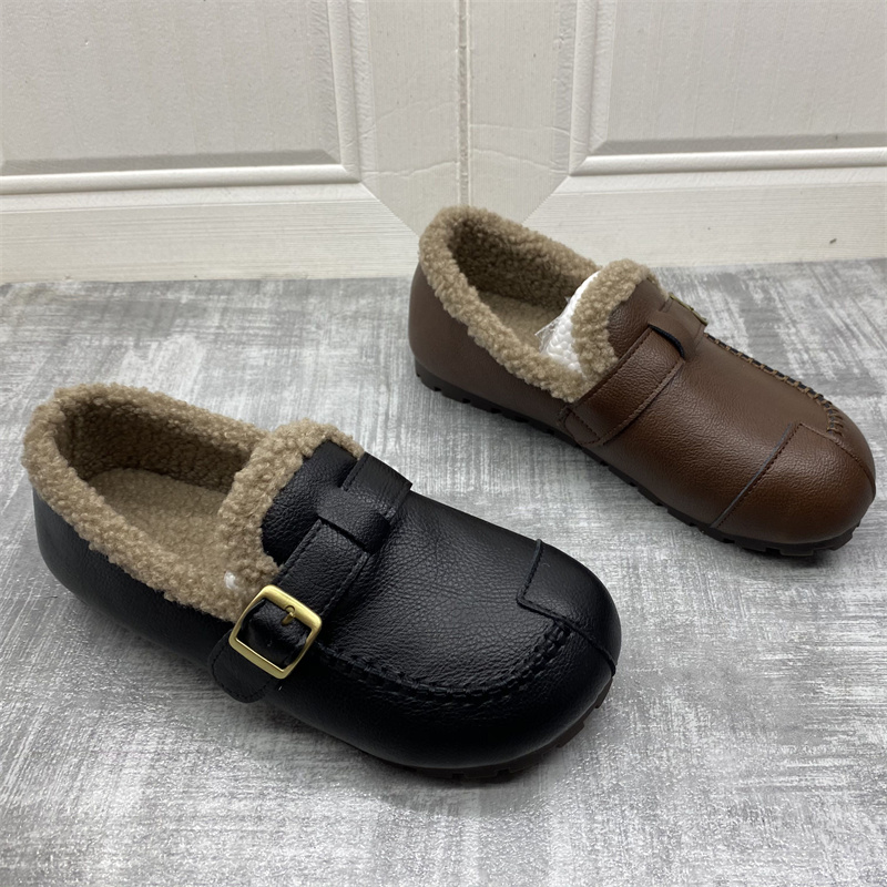 工厂处理女鞋2025冬季新款软底舒适时尚防滑加绒保暖毛毛鞋女棉鞋